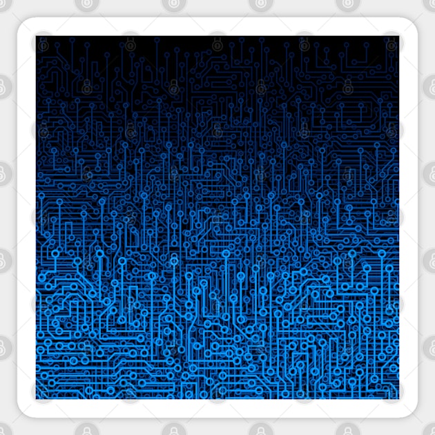 Computer Circuit Board Sci-fi Gamer Gaming Pattern Blue Sticker by Grandeduc